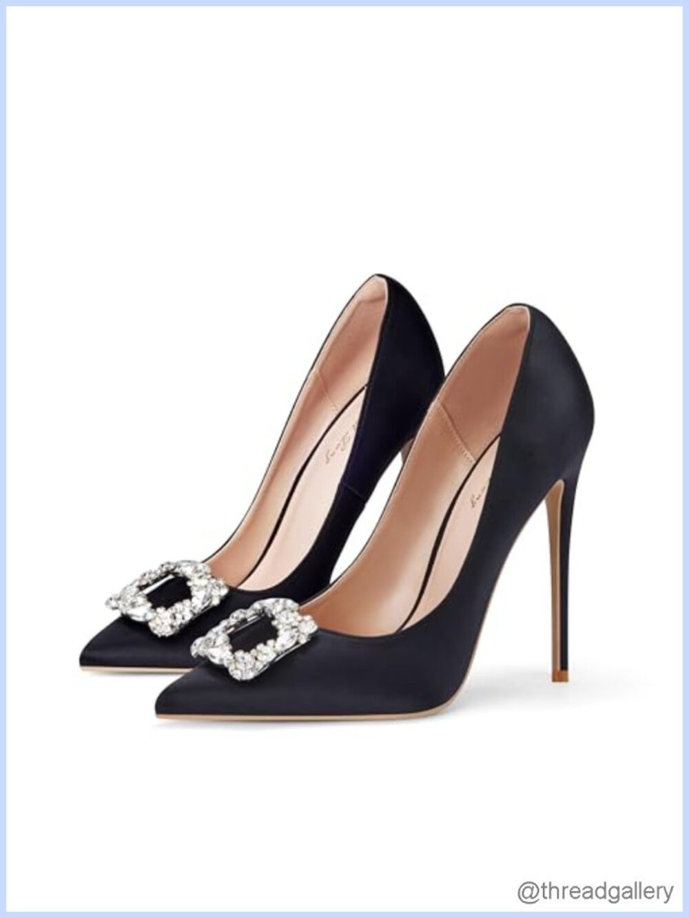 Satin Rhinestone Stiletto Pointed Toe Pumps Wedding Party Heels